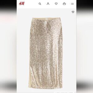 H&M Gold Sequin Pencil Skirt